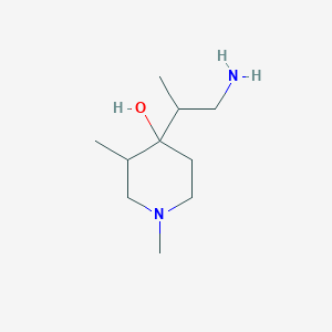 molecular formula C10H22N2O B13243664 4-(1-Aminopropan-2-yl)-1,3-dimethylpiperidin-4-ol 