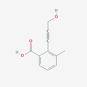 molecular formula C11H10O3 B13243843 2-(3-Hydroxyprop-1-yn-1-yl)-3-methylbenzoic acid 