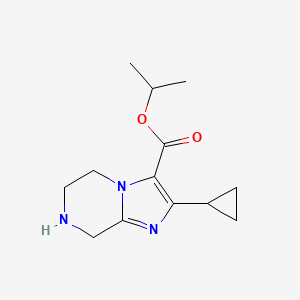 molecular formula C13H19N3O2 B13244189 Propan-2-yl 2-cyclopropyl-5H,6H,7H,8H-imidazo[1,2-a]pyrazine-3-carboxylate 