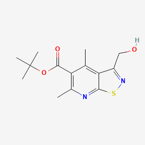 molecular formula C14H18N2O3S B13244230 tert-Butyl 3-(hydroxymethyl)-4,6-dimethyl-[1,2]thiazolo[5,4-b]pyridine-5-carboxylate 