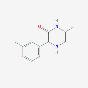 molecular formula C12H16N2O B13244344 6-Methyl-3-(3-methylphenyl)piperazin-2-one 