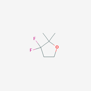 molecular formula C6H10F2O B13244365 3,3-Difluoro-2,2-dimethyloxolane 