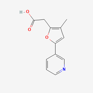 molecular formula C12H11NO3 B13244375 2-[3-Methyl-5-(pyridin-3-yl)furan-2-yl]acetic acid 