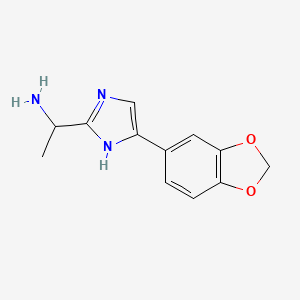 molecular formula C12H13N3O2 B13244376 1-[4-(2H-1,3-Benzodioxol-5-yl)-1H-imidazol-2-yl]ethan-1-amine 
