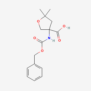 molecular formula C15H19NO5 B13244393 3-{[(Benzyloxy)carbonyl]amino}-5,5-dimethyloxolane-3-carboxylic acid 