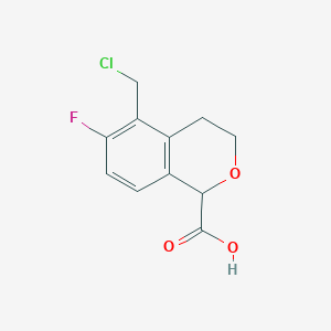 molecular formula C11H10ClFO3 B13244409 5-(Chloromethyl)-6-fluoro-3,4-dihydro-1H-2-benzopyran-1-carboxylic acid 