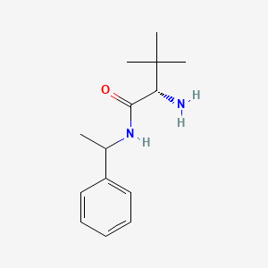 molecular formula C14H22N2O B13244414 (2S)-2-Amino-3,3-dimethyl-N-(1-phenylethyl)butanamide 