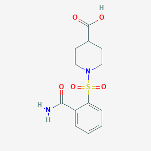 molecular formula C13H16N2O5S B13244431 1-(2-Carbamoylbenzenesulfonyl)piperidine-4-carboxylic acid 