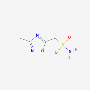 molecular formula C4H7N3O3S B13244457 (3-Methyl-1,2,4-oxadiazol-5-yl)methanesulfonamide 