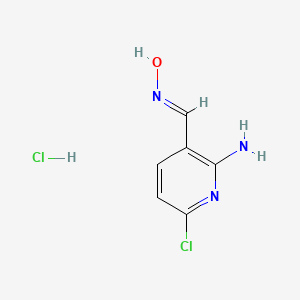 molecular formula C6H7Cl2N3O B13244460 6-Chloro-3-[(hydroxyimino)methyl]pyridin-2-amine hydrochloride 