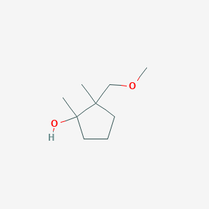 molecular formula C9H18O2 B13244470 2-(Methoxymethyl)-1,2-dimethylcyclopentan-1-ol 