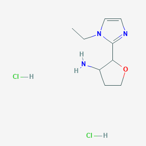 molecular formula C9H17Cl2N3O B13244533 2-(1-Ethyl-1H-imidazol-2-yl)oxolan-3-amine dihydrochloride 