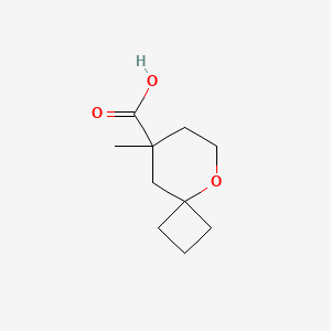 molecular formula C10H16O3 B13244552 8-Methyl-5-oxaspiro[3.5]nonane-8-carboxylic acid 
