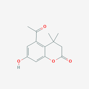 molecular formula C13H14O4 B13244568 5-Acetyl-7-hydroxy-4,4-dimethyl-3,4-dihydro-2H-1-benzopyran-2-one 