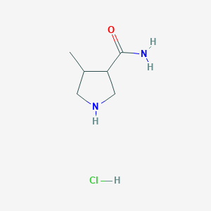 molecular formula C6H13ClN2O B13244570 4-Methylpyrrolidine-3-carboxamide hydrochloride 