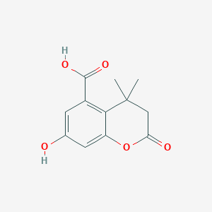 molecular formula C12H12O5 B13244576 7-Hydroxy-4,4-dimethyl-2-oxo-3,4-dihydro-2H-1-benzopyran-5-carboxylic acid 