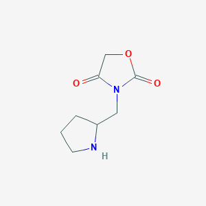 molecular formula C8H12N2O3 B13244603 3-[(Pyrrolidin-2-yl)methyl]-1,3-oxazolidine-2,4-dione 