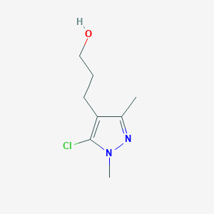 molecular formula C8H13ClN2O B13244625 3-(5-Chloro-1,3-dimethyl-1H-pyrazol-4-YL)propan-1-OL 