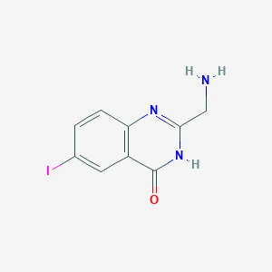 molecular formula C9H8IN3O B13244661 2-(Aminomethyl)-6-iodo-3,4-dihydroquinazolin-4-one 