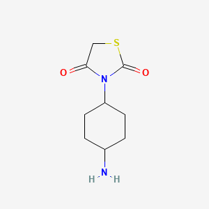 molecular formula C9H14N2O2S B13244724 3-(4-Aminocyclohexyl)-1,3-thiazolidine-2,4-dione 