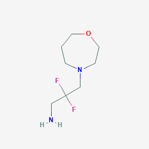 molecular formula C8H16F2N2O B13244731 2,2-Difluoro-3-(1,4-oxazepan-4-yl)propan-1-amine 
