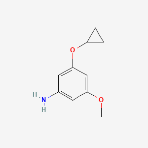 molecular formula C10H13NO2 B13244754 3-Cyclopropoxy-5-methoxyaniline 