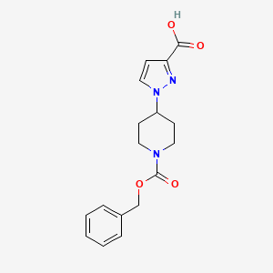 molecular formula C17H19N3O4 B13244761 1-{1-[(benzyloxy)carbonyl]piperidin-4-yl}-1H-pyrazole-3-carboxylic acid 