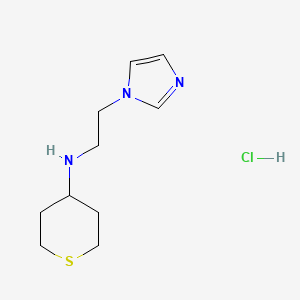 molecular formula C10H18ClN3S B13244771 N-[2-(1H-Imidazol-1-yl)ethyl]thian-4-amine hydrochloride 