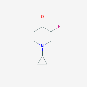 molecular formula C8H12FNO B13244796 1-Cyclopropyl-3-fluoropiperidin-4-one 