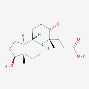 molecular formula C18H28O4 B132448 3-[(3S,3As,5aS,6R,9aS,9bS)-3-hydroxy-3a,6-dimethyl-7-oxo-1,2,3,4,5,5a,8,9,9a,9b-decahydrocyclopenta[a]naphthalen-6-yl]propanoic acid CAS No. 1759-35-9