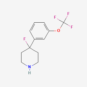 molecular formula C12H13F4NO B13244809 4-Fluoro-4-[3-(trifluoromethoxy)phenyl]piperidine 