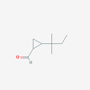 molecular formula C9H16O B13244834 2-(2-Methylbutan-2-yl)cyclopropane-1-carbaldehyde 