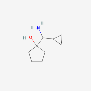 molecular formula C9H17NO B13244881 1-[Amino(cyclopropyl)methyl]cyclopentan-1-OL 