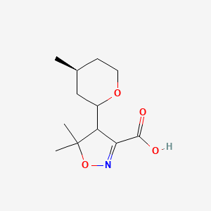 molecular formula C12H19NO4 B13244948 5,5-Dimethyl-4-[(4S)-4-methyloxan-2-yl]-4,5-dihydro-1,2-oxazole-3-carboxylic acid 