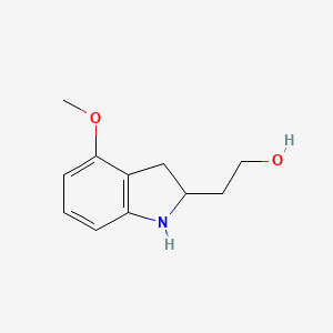 molecular formula C11H15NO2 B13245018 2-(4-Methoxy-2,3-dihydro-1H-indol-2-yl)ethan-1-ol 