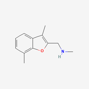 molecular formula C12H15NO B13245036 [(3,7-Dimethyl-1-benzofuran-2-yl)methyl](methyl)amine 