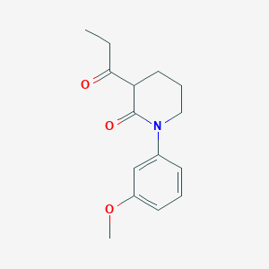 molecular formula C15H19NO3 B13245052 1-(3-Methoxyphenyl)-3-propanoylpiperidin-2-one 