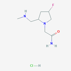 molecular formula C8H17ClFN3O B13245095 2-{4-Fluoro-2-[(methylamino)methyl]pyrrolidin-1-yl}acetamide hydrochloride 