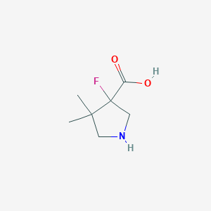molecular formula C7H12FNO2 B13245130 3-Fluoro-4,4-dimethylpyrrolidine-3-carboxylic acid 