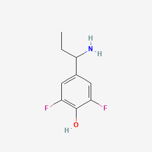 molecular formula C9H11F2NO B13245195 4-(1-Aminopropyl)-2,6-difluorophenol 