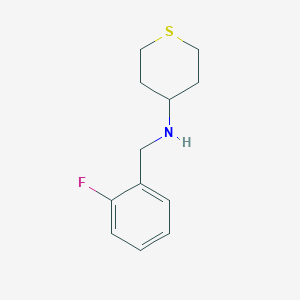 molecular formula C12H16FNS B13245268 N-[(2-fluorophenyl)methyl]thian-4-amine 