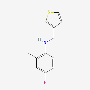 molecular formula C12H12FNS B13245340 4-fluoro-2-methyl-N-(thiophen-3-ylmethyl)aniline 