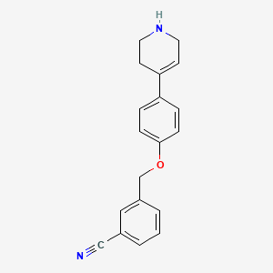 molecular formula C19H18N2O B13245353 3-[4-(1,2,3,6-Tetrahydropyridin-4-YL)phenoxymethyl]benzonitrile 