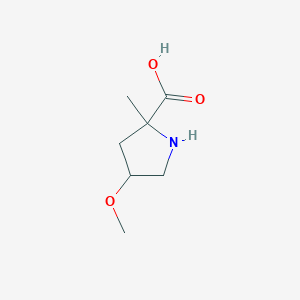 molecular formula C7H13NO3 B13245385 4-Methoxy-2-methylpyrrolidine-2-carboxylic acid 