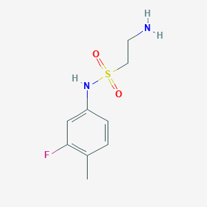 molecular formula C9H13FN2O2S B13245401 2-Amino-N-(3-fluoro-4-methylphenyl)ethane-1-sulfonamide 