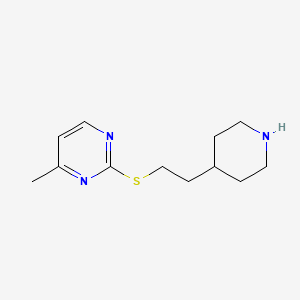 molecular formula C12H19N3S B13245406 4-Methyl-2-{[2-(piperidin-4-yl)ethyl]sulfanyl}pyrimidine 