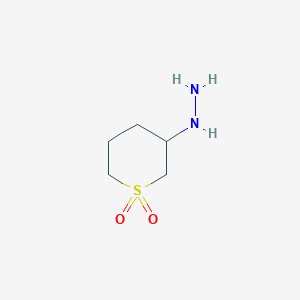 molecular formula C5H12N2O2S B13245430 3-Hydrazinyl-1lambda6-thiane-1,1-dione 