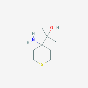 molecular formula C8H17NOS B13245466 2-(4-Aminothian-4-yl)propan-2-ol 