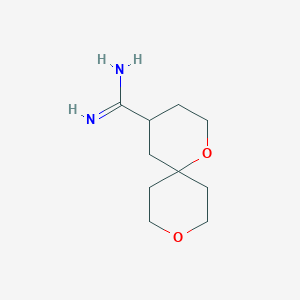 molecular formula C10H18N2O2 B13245518 1,9-Dioxaspiro[5.5]undecane-4-carboximidamide 