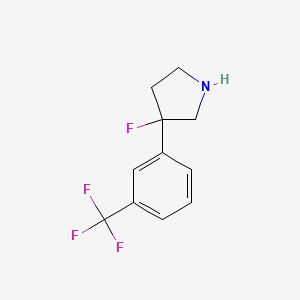 molecular formula C11H11F4N B13245547 3-Fluoro-3-[3-(trifluoromethyl)phenyl]pyrrolidine 